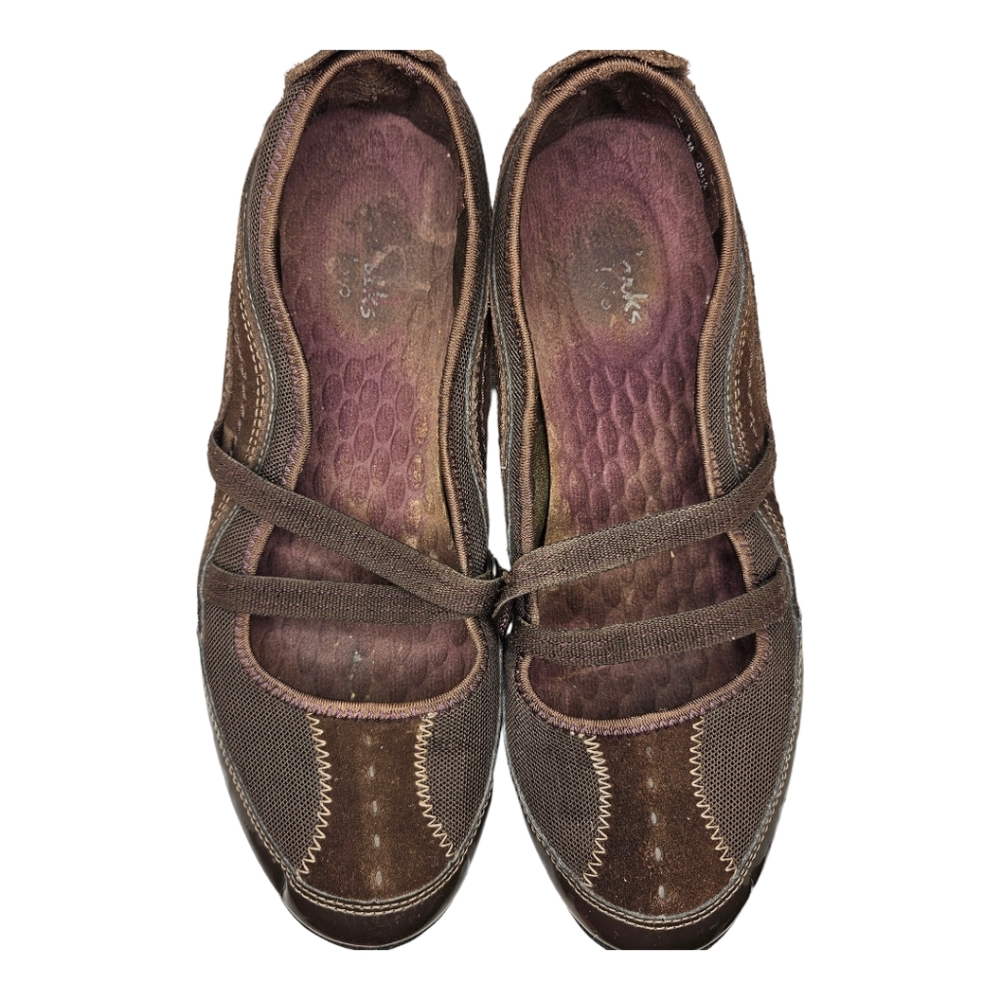 Clarks Privo Brown Suede and Nylon Mary Jane Slip-on Size 9M - Picture 2 of 6